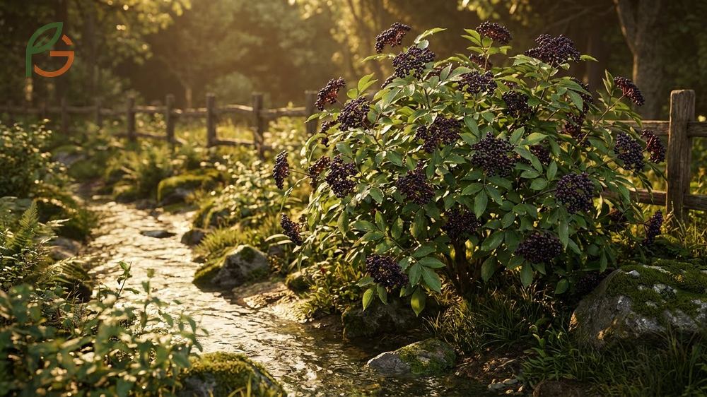Where elderberries grow naturally in moist well-drained soil along stream banks and forest openings.