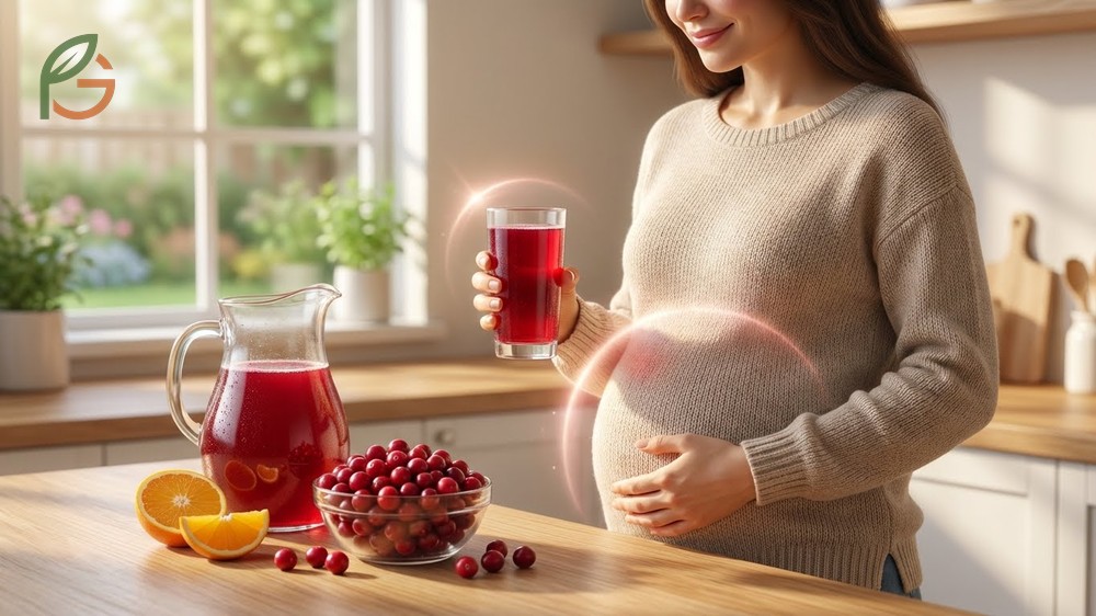 Benefits of cranberry juice during pregnancy include 42mg of Vitamin C and reduced infection risks.