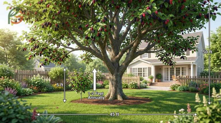 How big do mulberry trees get varies as white mulberries reach 60 feet while black mulberries stay under 30 feet.