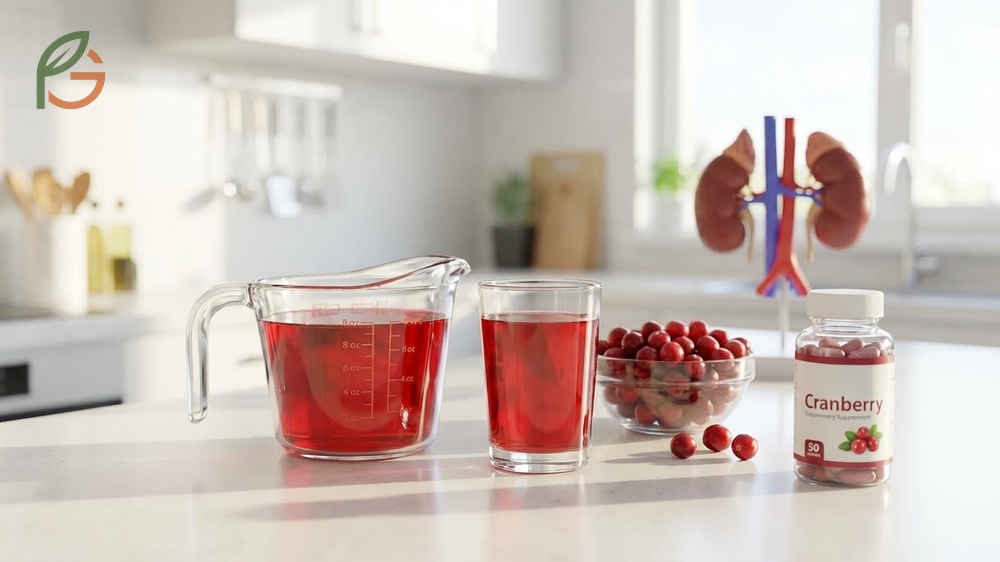How much cranberry juice should I drink for my kidneys advising 8 ounces daily for healthy adults.