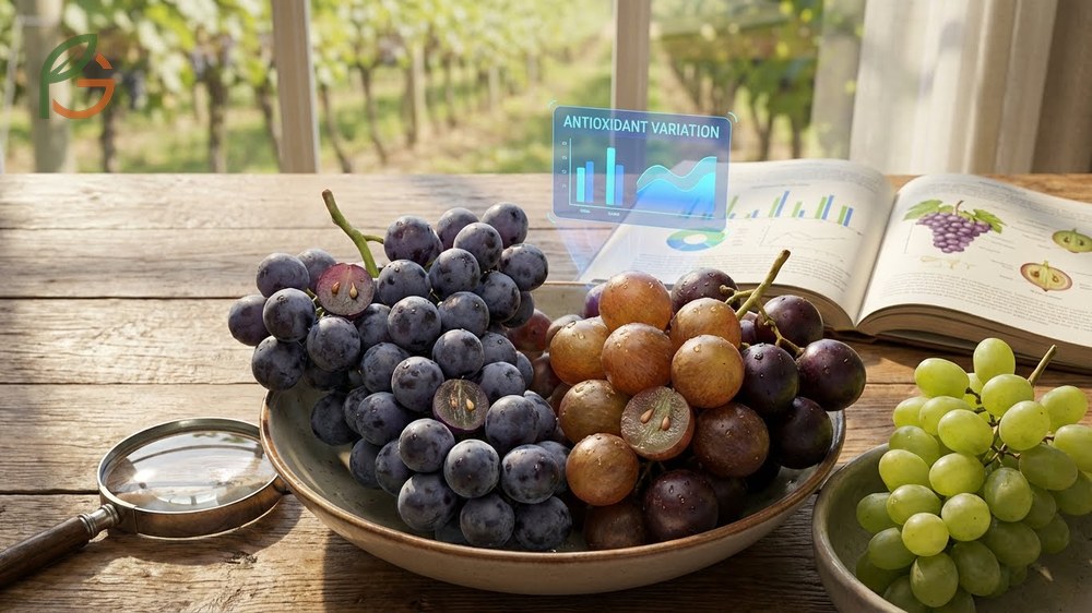 Best grape varieties for health featuring Muscadine and Concord grapes with their distinct nutritional advantages.