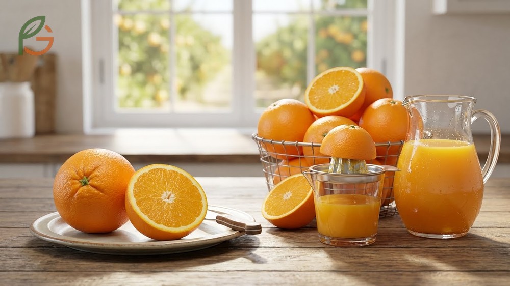 Navel vs Valencia oranges are distinguished by the signature navel formation on one variety and the thinner skin on the other.