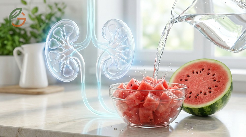 Watermelon is good for kidneys providing 170mg potassium per cup to support healthy filtration and fluids.