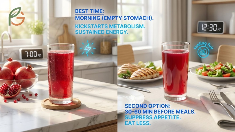 Best time to drink pomegranate for weight loss in the morning on an empty stomach.