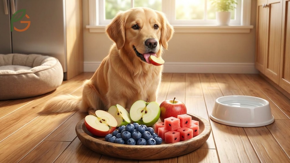 Fruits dogs can eat list featuring apples and watermelon as healthy alternatives to pomegranate.