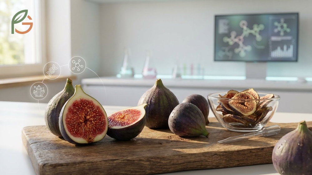 Fig skin nutrition facts illustrating high fiber content and polyphenol concentration in the peel.