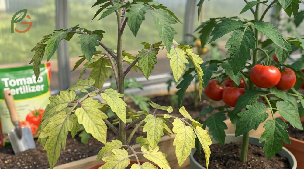 Nitrogen for tomato plants prevents pale foliage and stunted growth by supporting chlorophyll production.