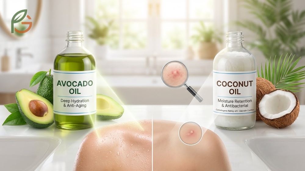 Avocado oil rates lower on the comedogenic scale than coconut oil and penetrates deeply to treat aging signs without clogging pores.