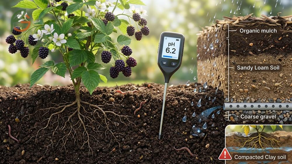 Best soil for blackberries is a sandy loam mix with a pH between 5.5 and 6.5 for optimal nutrient availability.