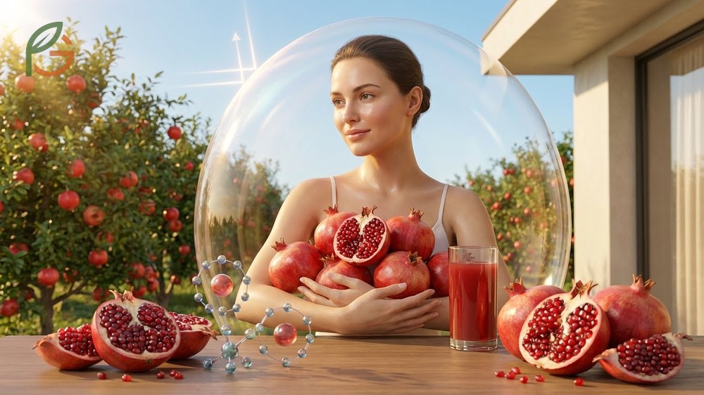 Pomegranate benefits for skin health improving texture after 12 weeks.