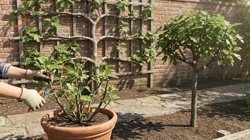 Pruning to control fig tree size allows maintenance of trees at six feet for easy harvest.