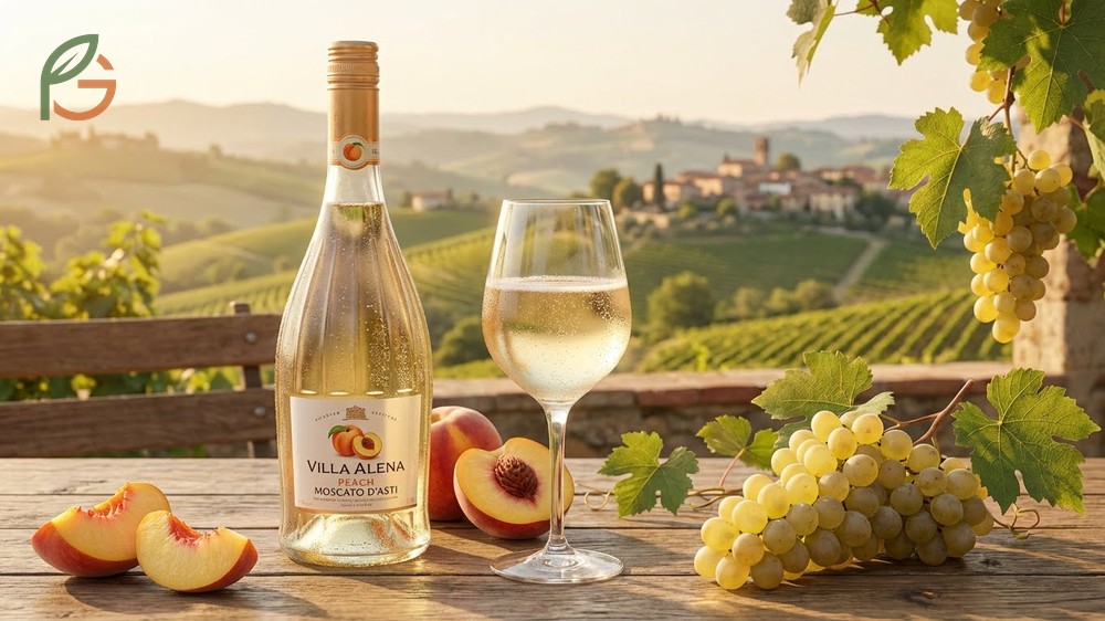 Villa Alena Moscato and Peach offers a sweet sparkling wine profile with natural fruit flavors and low alcohol.