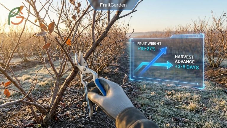 When to prune blueberry bushes seasonal guide recommending late winter timing to increase fruit weight by over 19 percent.