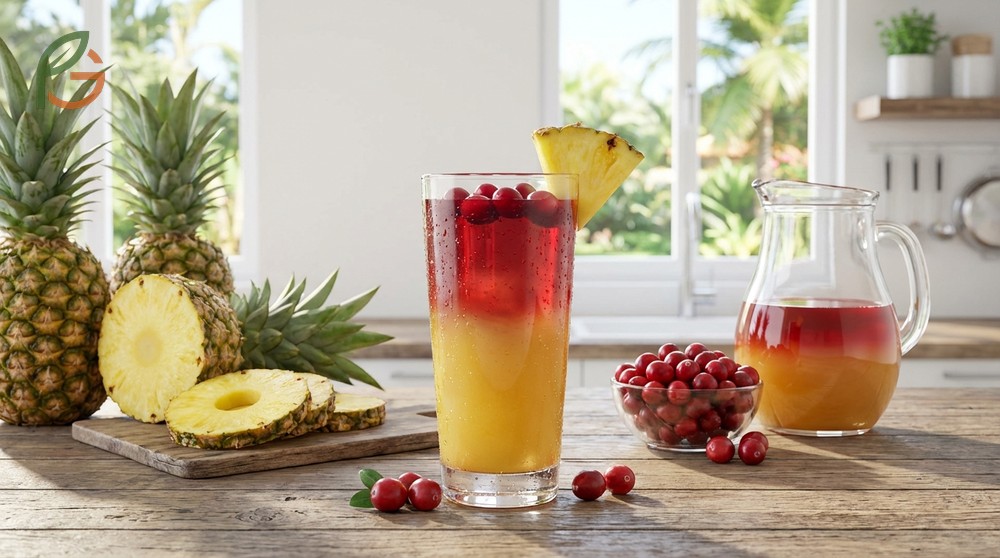 A refreshing blend of cranberry and pineapple juice that provides bromelain and anti inflammatory benefits.