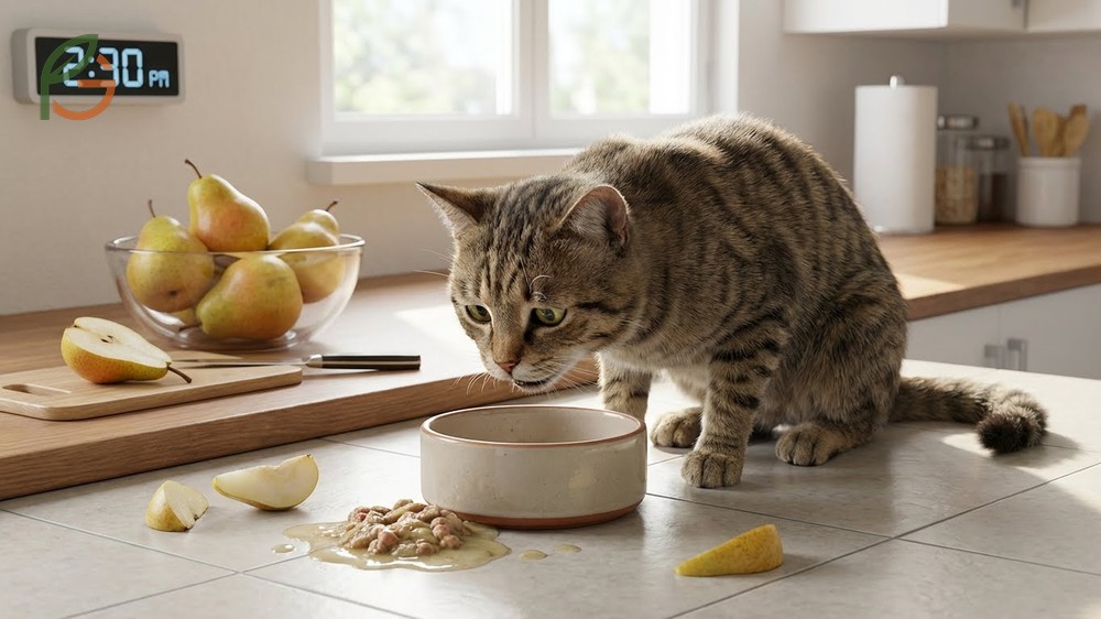 Digestive upset in cats from excess fiber showing common symptoms like diarrhea.