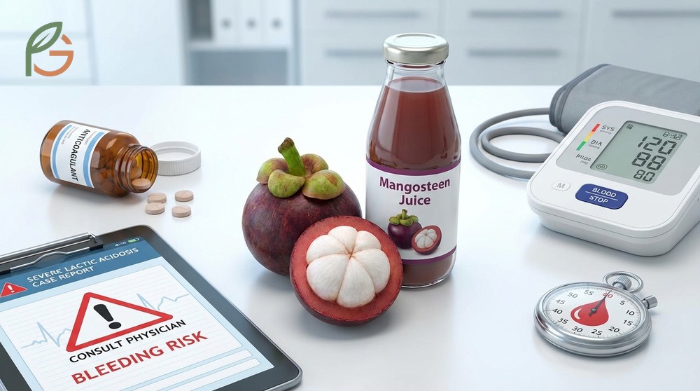 Mangosteen side effects may include increased bleeding risk and gastrointestinal discomfort like bloating or diarrhea.