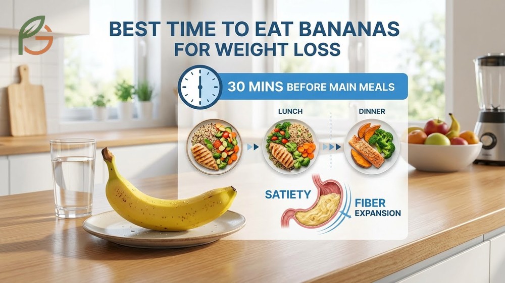 Best time to eat bananas for weight loss is 30 minutes before meals to trigger satiety and reduce overall calorie intake.