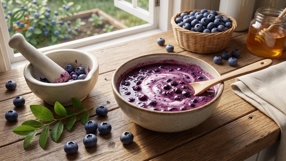Blueberry face mask recipes use fresh berries combined with honey and yogurt for hydration and exfoliation.