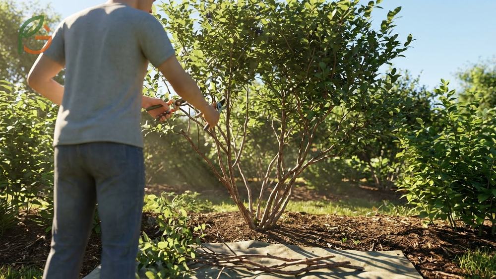 When to prune blueberry bushes techniques removing unproductive wood to maintain an open vase shaped structure.