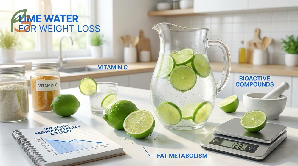 Lime water for weight loss supports metabolism with a low glycemic index of 32 and may help reduce body weight by 1.28kg.