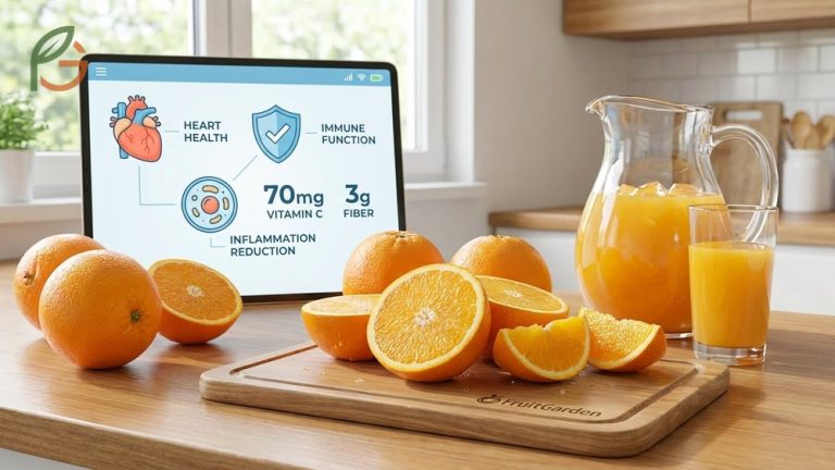 Nutritional value of orange fruit features 70mg of vitamin C and only 62 to 70 calories per medium serving.