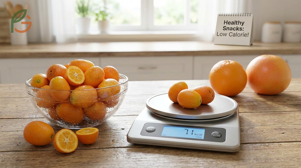 Calories in kumquats broken down by single fruit and standard serving sizes for easy diet tracking.