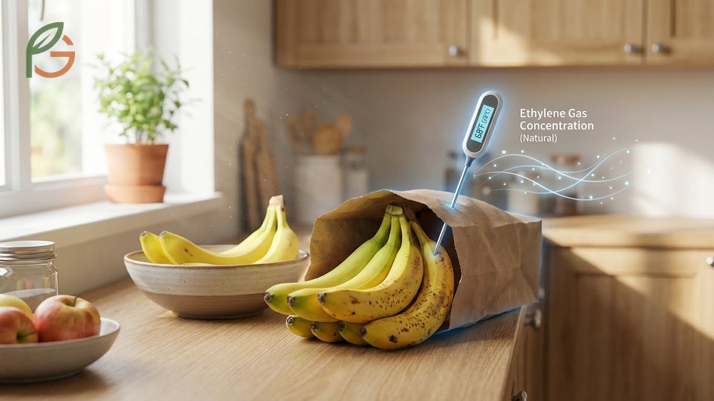 How to ripen bananas naturally at home using brown paper bags to trap ethylene gas for better flavor.