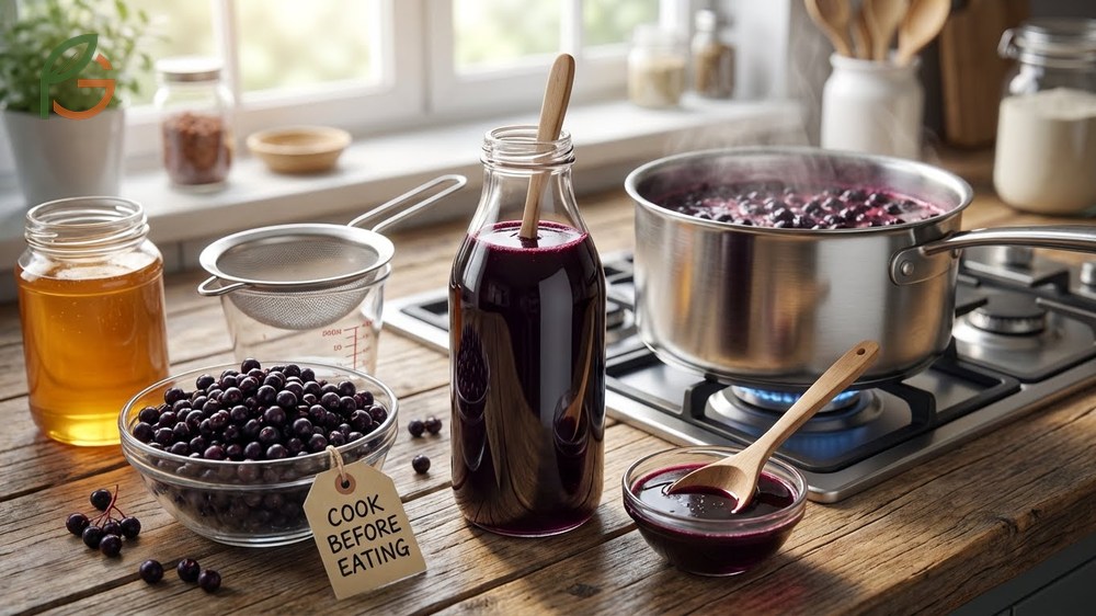 How to use elderberry safely by cooking berries for syrups, teas, and extracts to avoid toxicity.