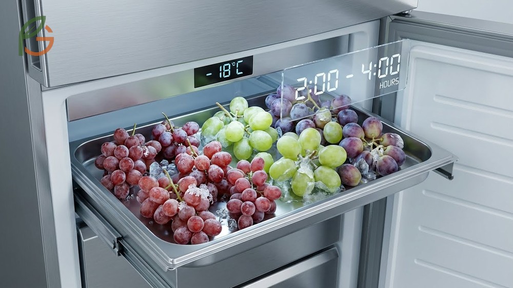 Time required for grapes to freeze completely in a standard freezer ranging from 2 to 4 hours.