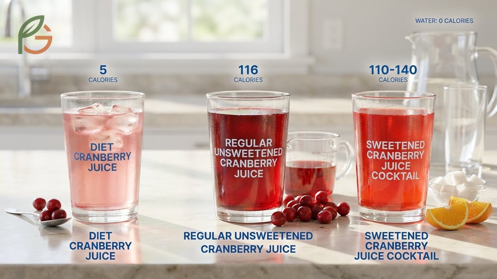 Calories in cranberry juice breakdown highlighting the minimal caloric impact of diet juice.