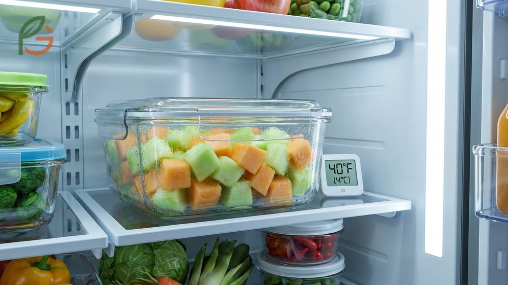 Fresh melon salad storage tips for keeping texture firm for 4 to 6 days in the refrigerator.