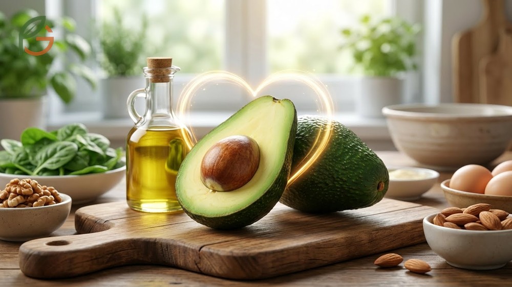 Avocado fat content emphasizing healthy monounsaturated fats that support metabolic health during weight loss.