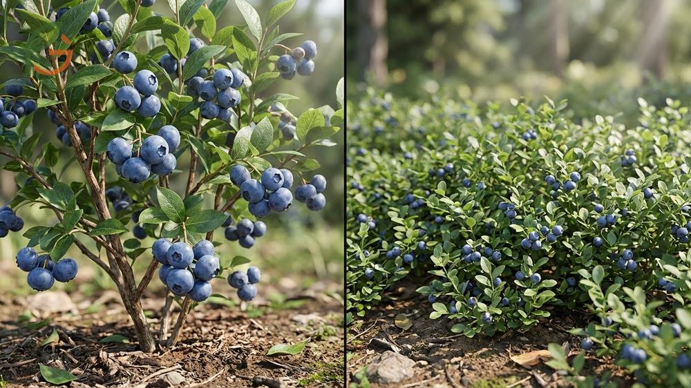 Highbush vs lowbush blueberries differ significantly in height with highbush being easier to harvest manually.