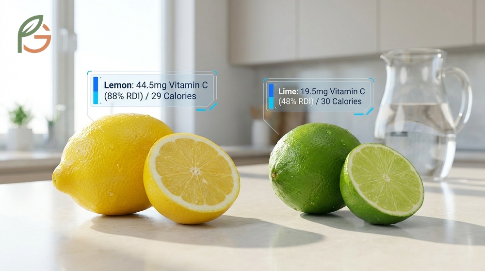 Lime vs lemon health benefits showing lemons have more vitamin C while limes offer higher calcium and vitamin A levels.