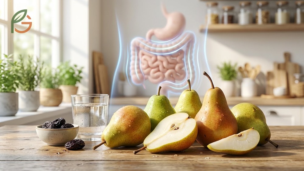 Natural laxative pears work gently using sorbitol to draw water into the intestines without harsh side effects.