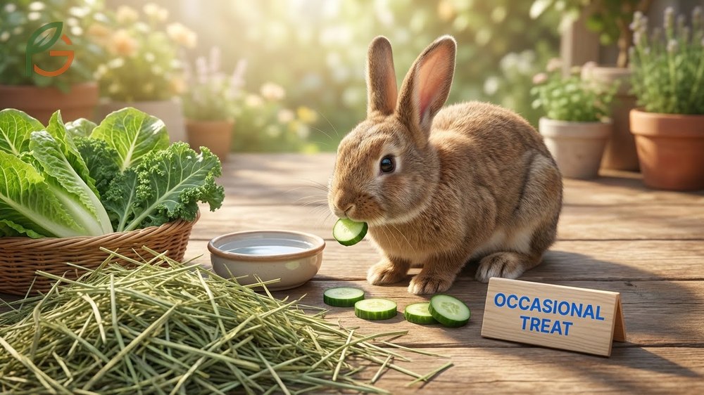 Can rabbits eat cucumbers to provide hydration from 96% water content and support dental health.