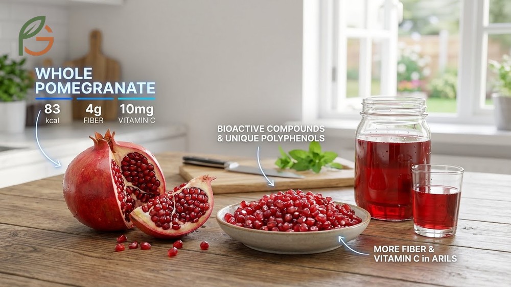 Nutritional value of pomegranate containing bioactive punicalagins and antioxidants.