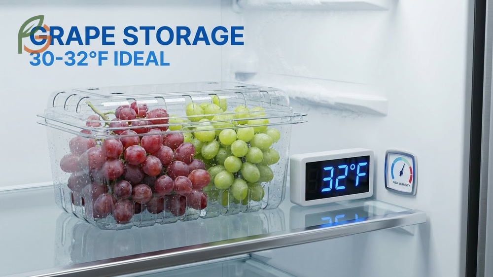 How to store grapes correctly by keeping them unwashed on the stem in ventilated containers.