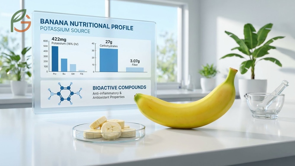Are bananas good for you nutrition details highlighting 422mg potassium and anti-inflammatory compounds for overall wellness.