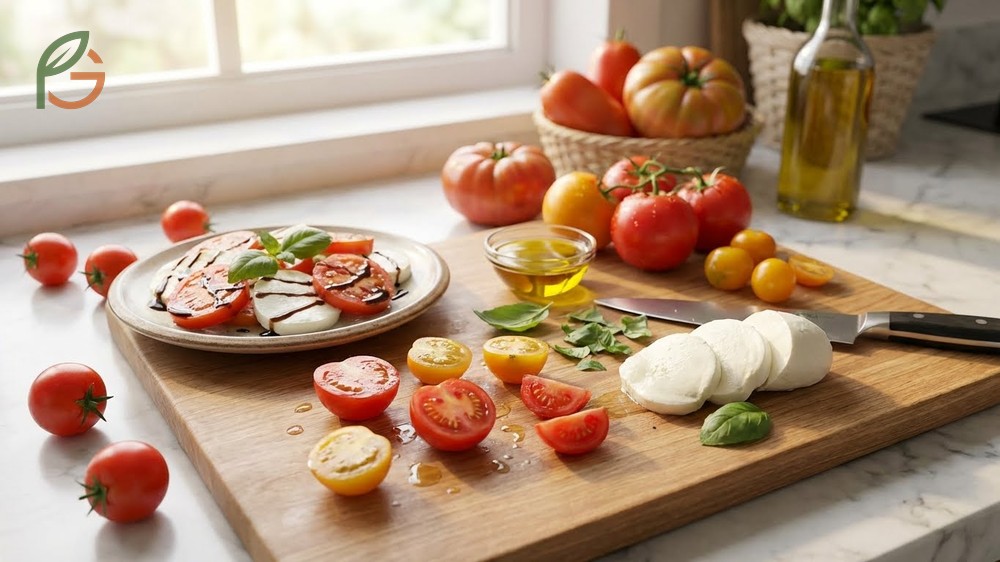Cherry tomatoes vs grape tomatoes cooking uses featuring fresh salads for cherries and roasted dishes for grapes.