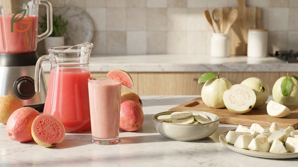 Culinary uses for pink vs white guava in fresh juices salads and tropical dessert recipes.