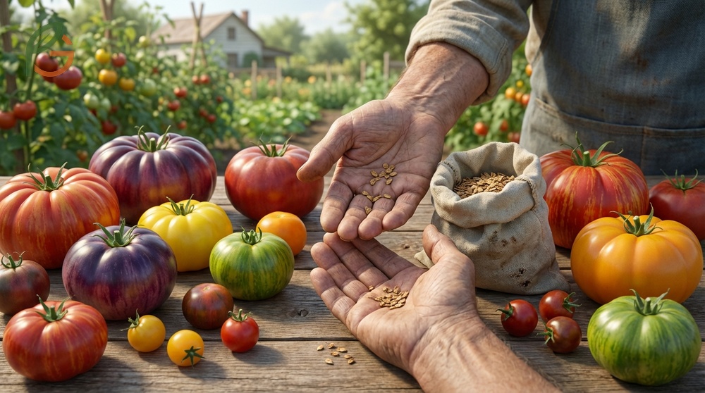 Heirloom tomatoes are open pollinated varieties like Cherokee Purple that have been passed down for over 50 years.