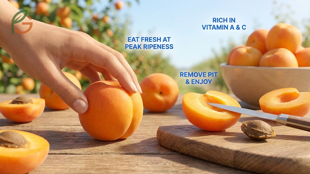 How to eat apricot fresh by washing thoroughly and removing the pit for a nutrient dense snack.
