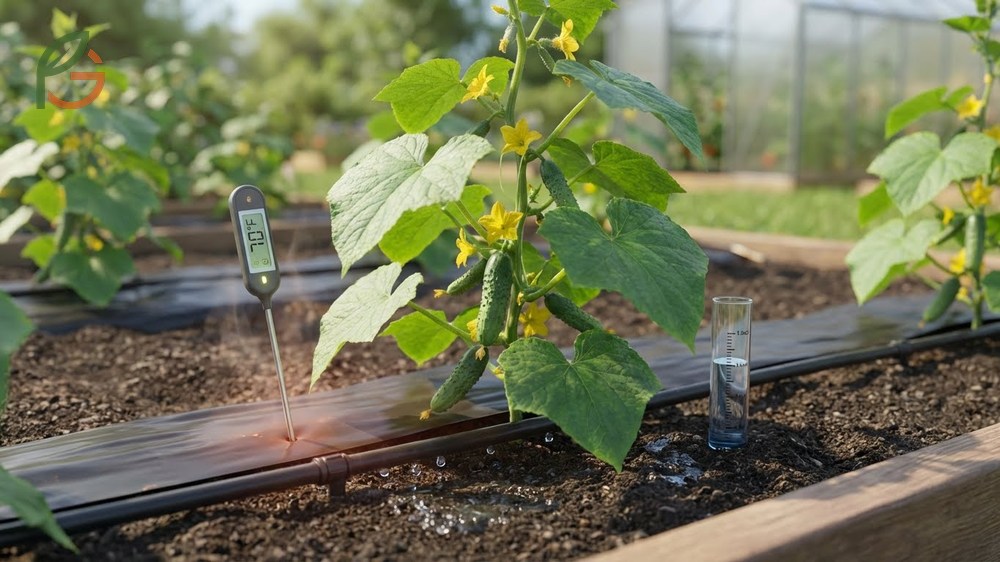 Speeding up cucumber growth involves using black plastic mulch to warm soil and choosing fast-maturing varieties.