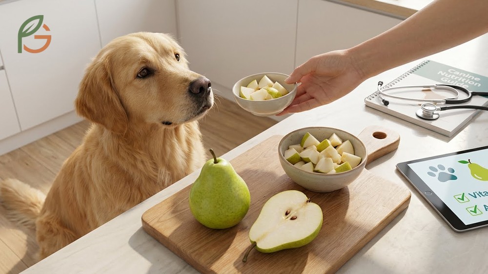 Can dogs eat pears to access vitamin C and fiber while avoiding digestive upset from excessive consumption.