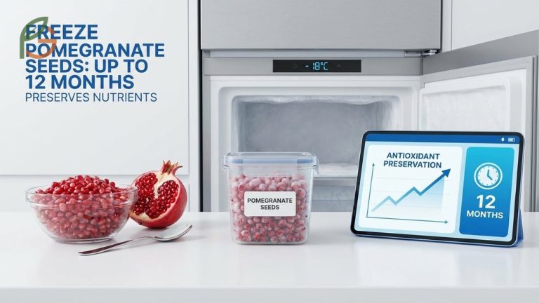 Can you freeze pomegranate seeds for up to 12 months to preserve antioxidants and flavor quality.