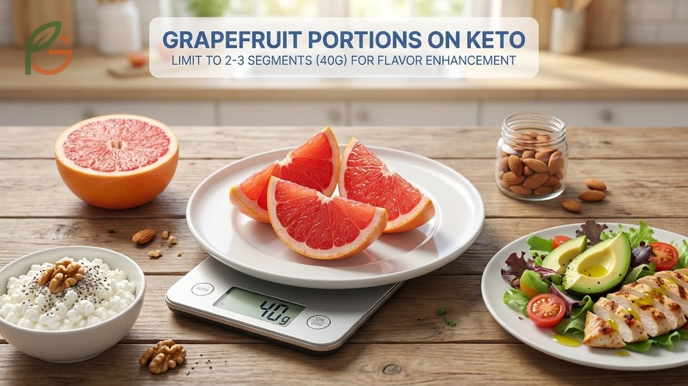 A small serving of 2 to 3 grapefruit segments contains roughly 3.6g net carbs for occasional flavor enhancement.