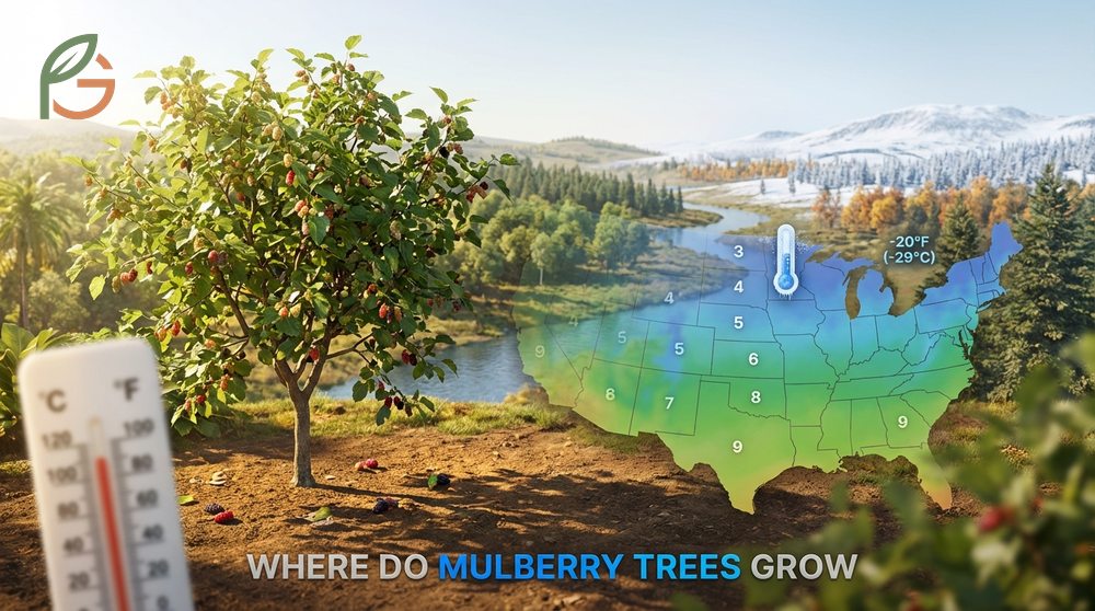 Where do mulberry trees grow includes zones 4 through 9 across the US with tolerance for diverse climates.