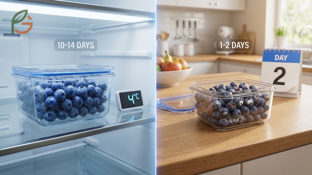 How long do blueberries last in the fridge is typically 10 to 14 days when kept dry and cool.