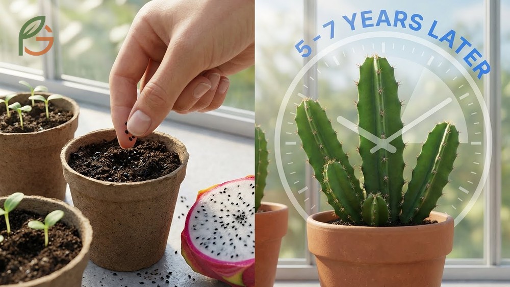 Growing dragon fruit from seed takes 5-7 years to fruit and requires consistent moisture during germination.